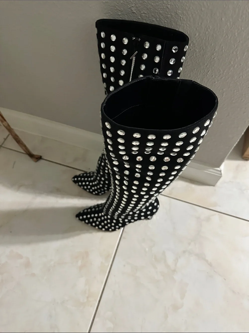 Gianni Bini Black Studded Over-the-Knee Boots